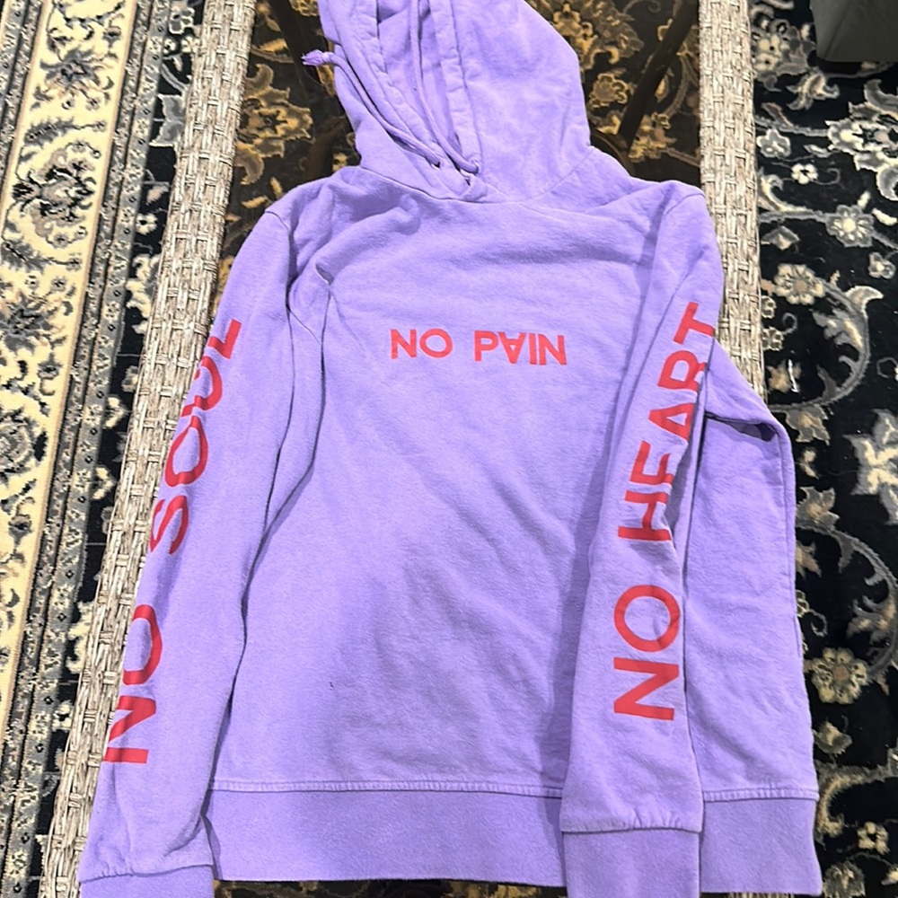 Jack & Jones Originals Hoodie Large Purple Hoodie “No Pain, No heart, No Soul”